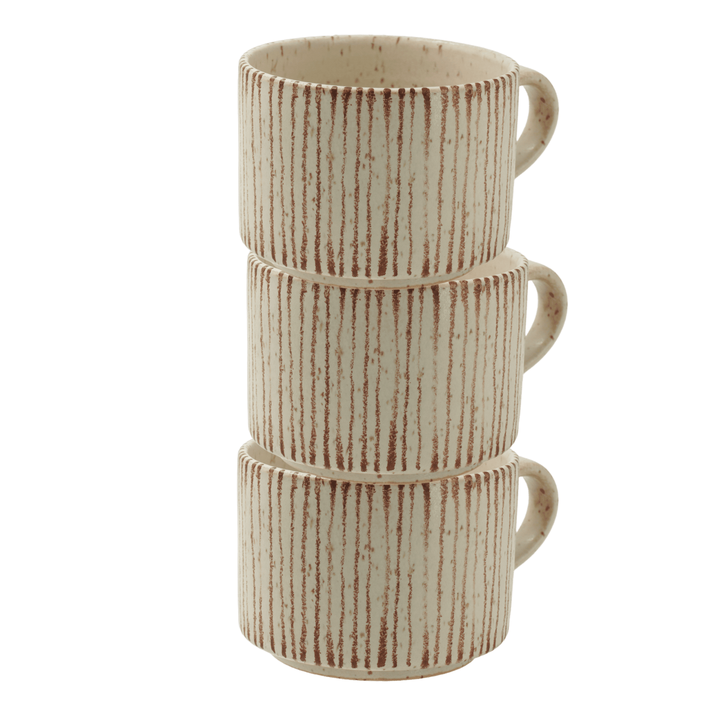 Fine striped cup set of 3 oat/brown